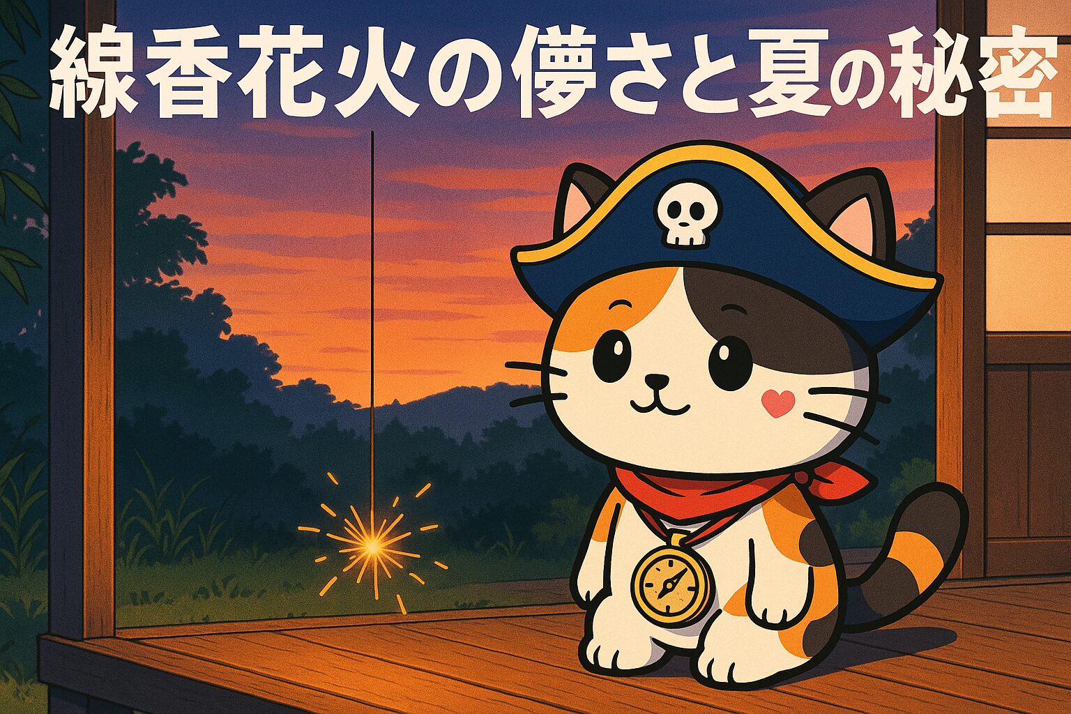 線香花火の儚さを描いた夏の夜のイラスト