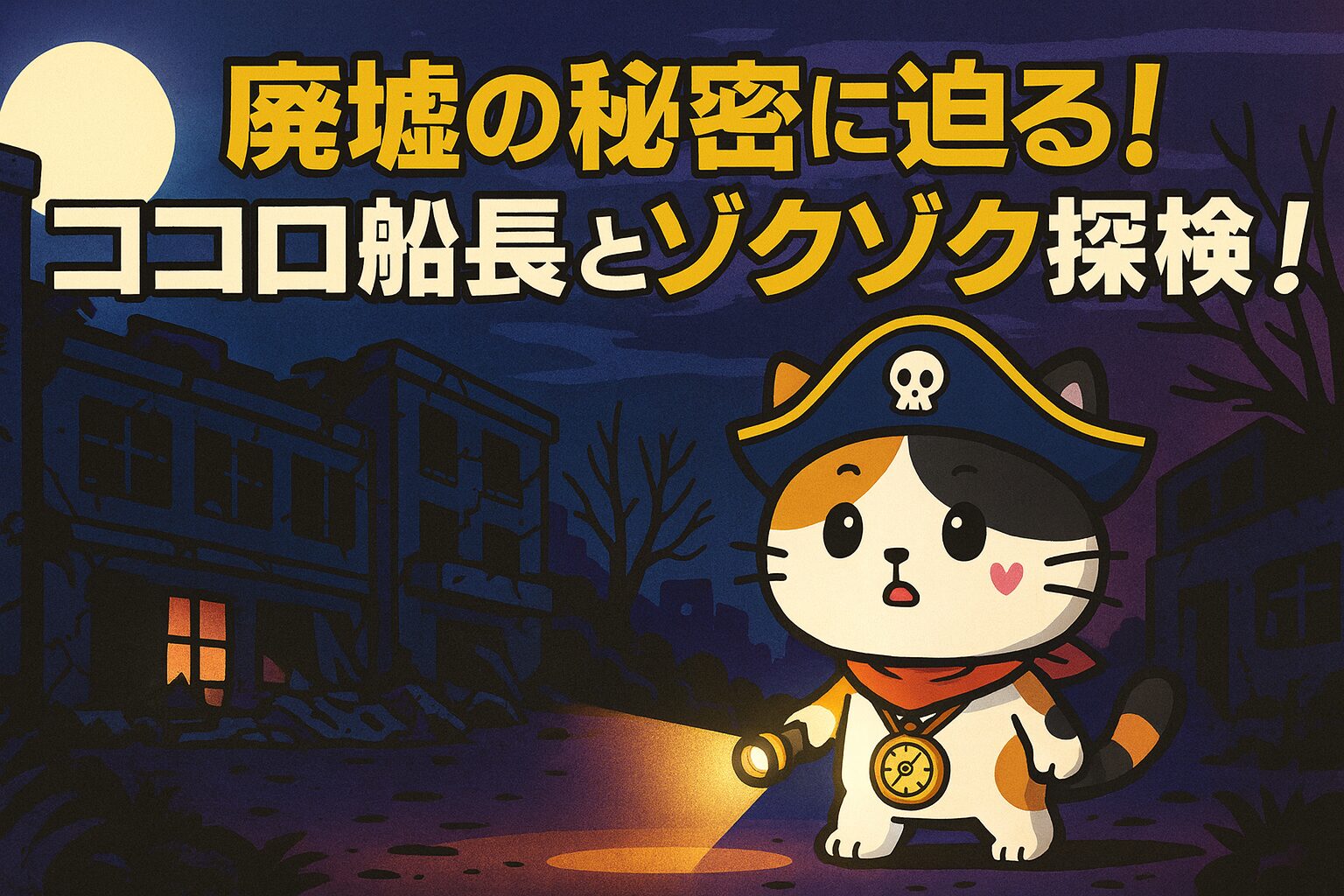 廃墟の秘密に迫るゾクゾク探検に出発するココロ船長