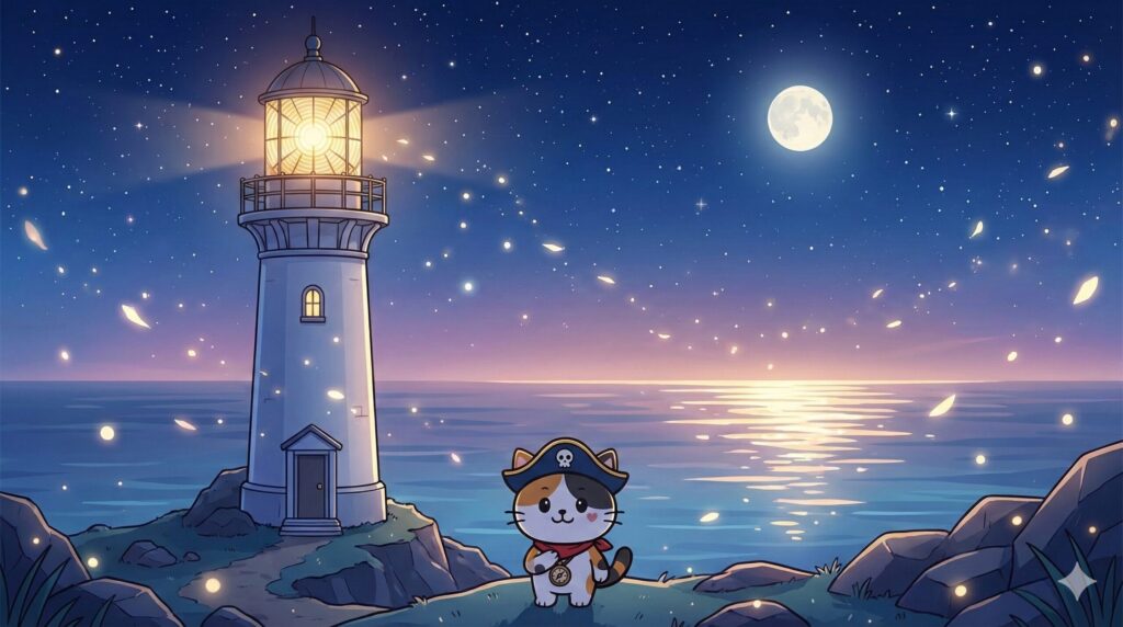 灯台の光とココロ船長
