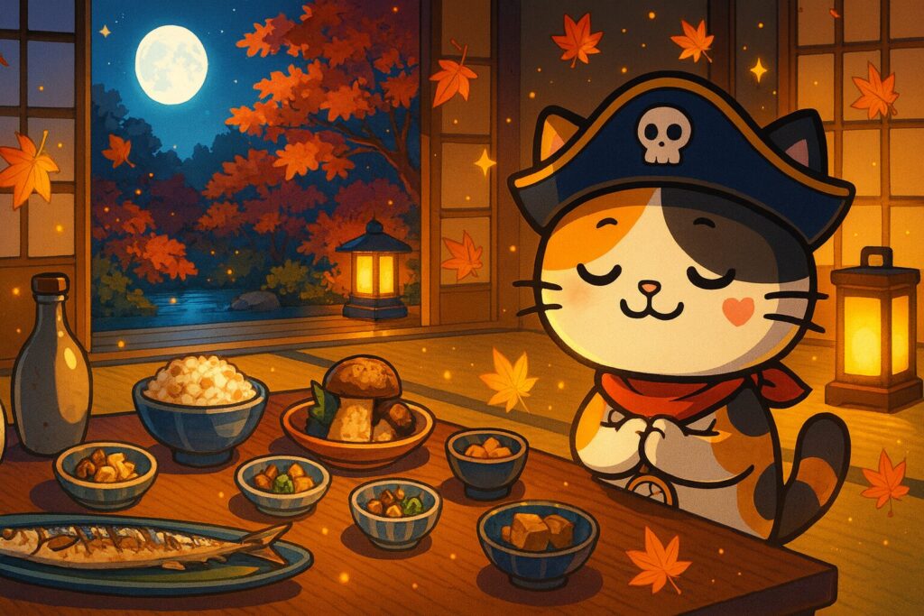 秋の食卓を楽しむ船長
