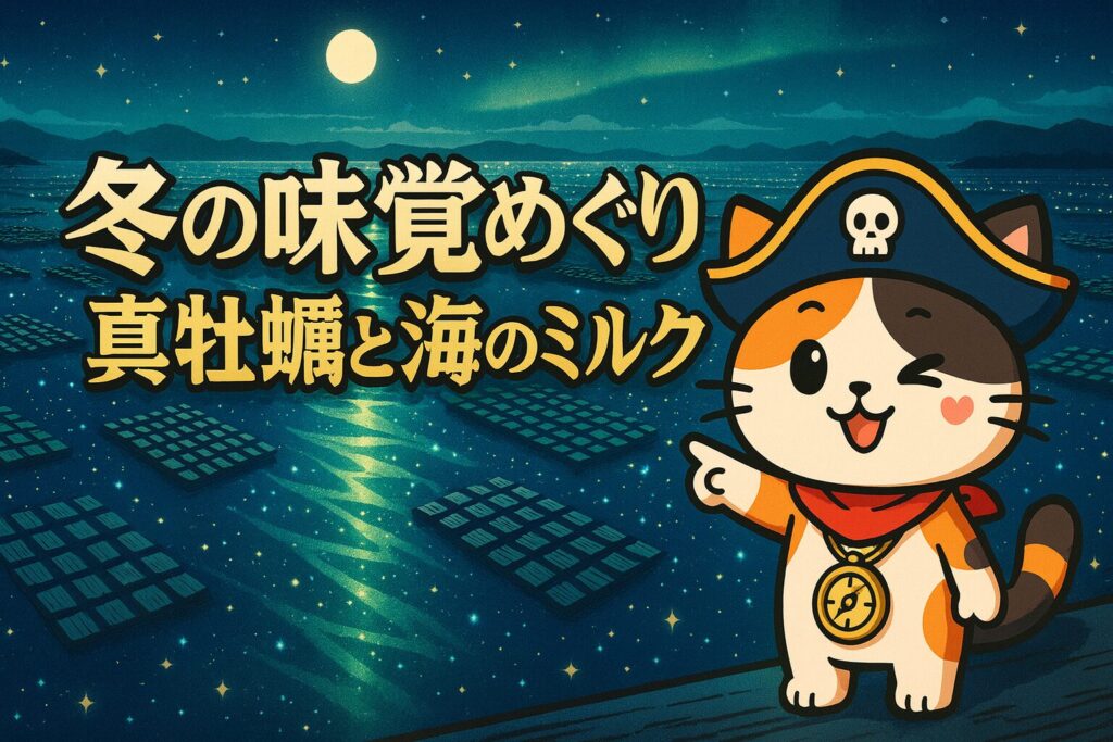 冬の海に光る真牡蠣