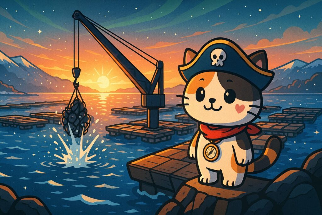 冬海と牡蠣いかだ