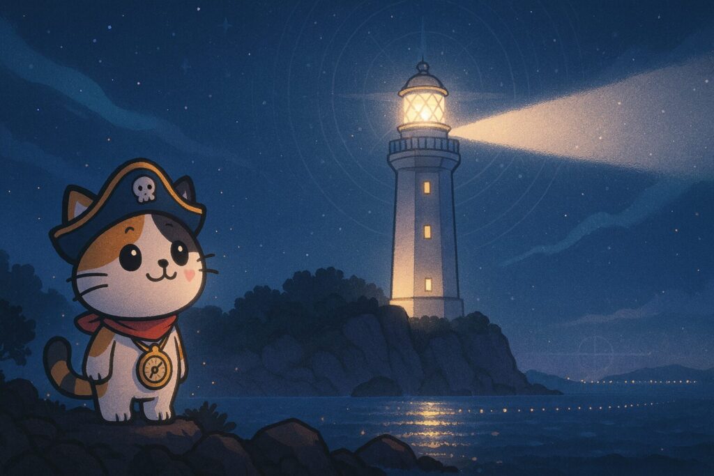 観音埼灯台とココロ船長