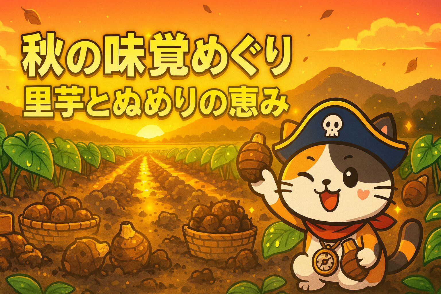 里芋畑と秋の夕空