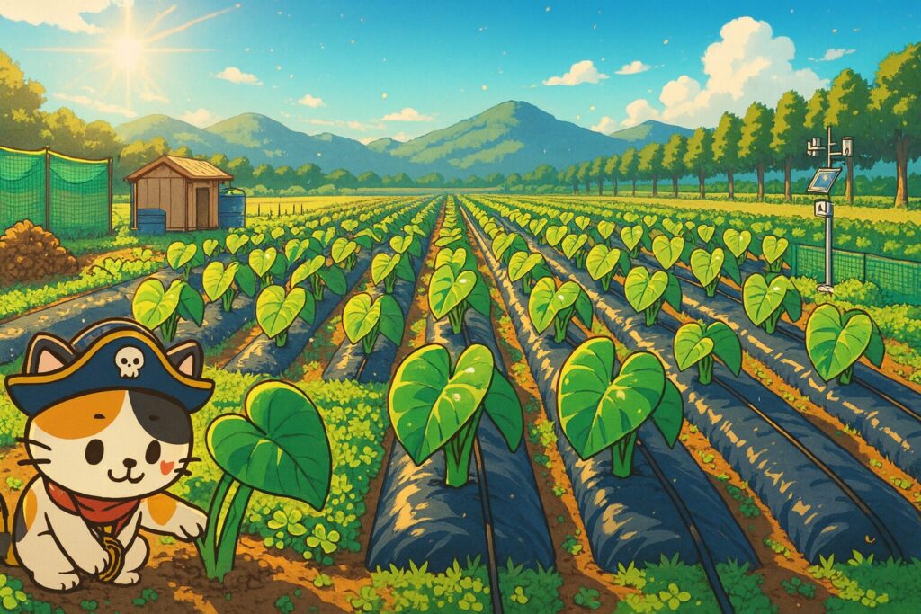 環境配慮の里芋畑