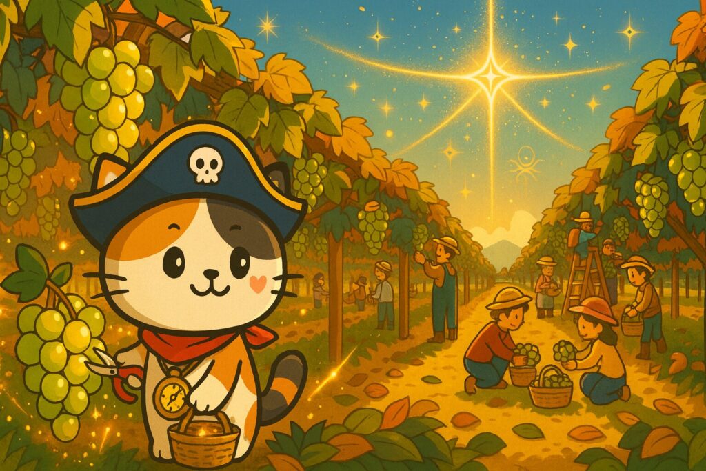 産地で収穫するココロ船長
