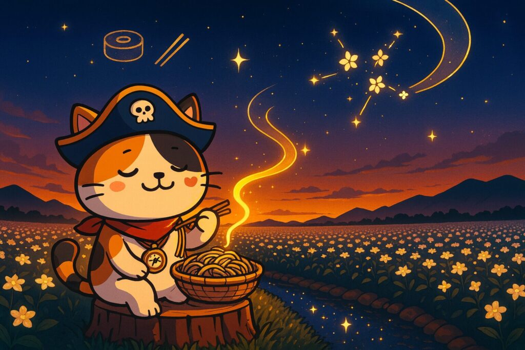 光るそば畑とココロ船長