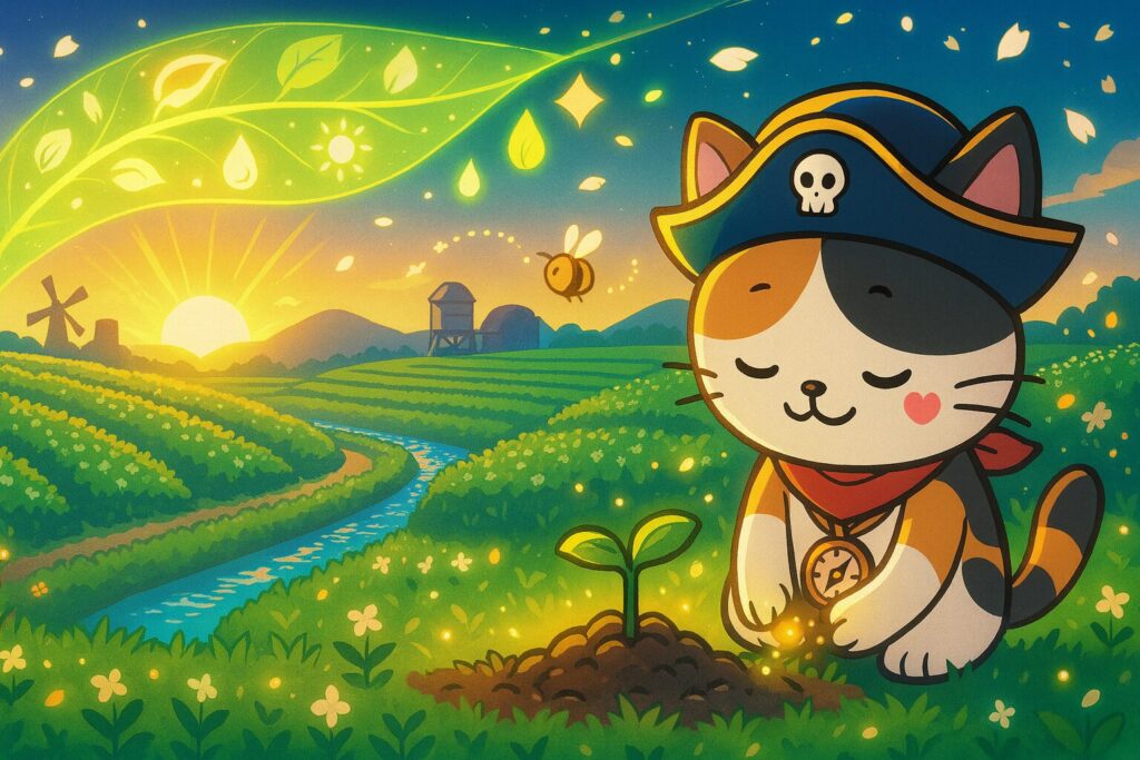 そば畑を見守るココロ船長