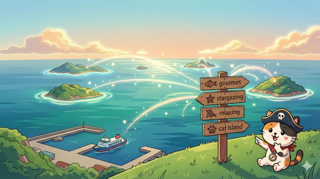 島選び案内とココロ船長