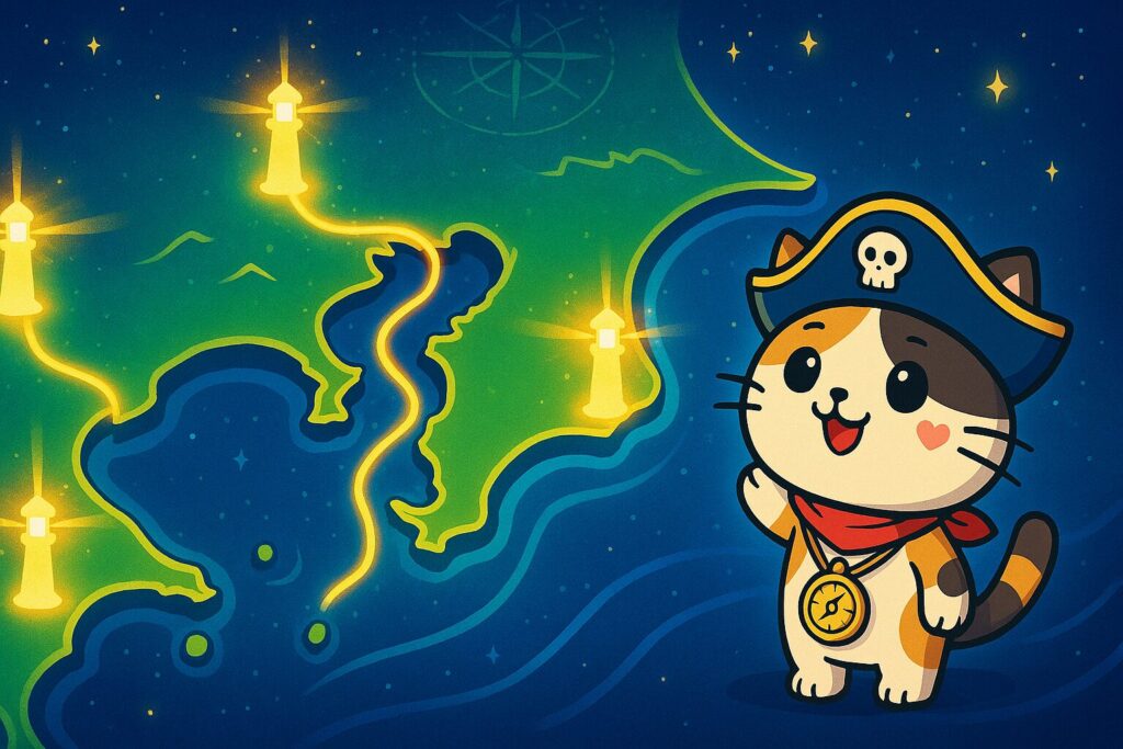 関東灯台マップとココロ船長
