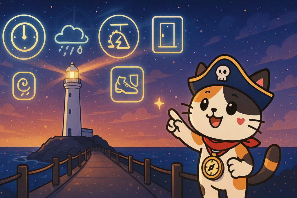 灯台注意点とココロ船長
