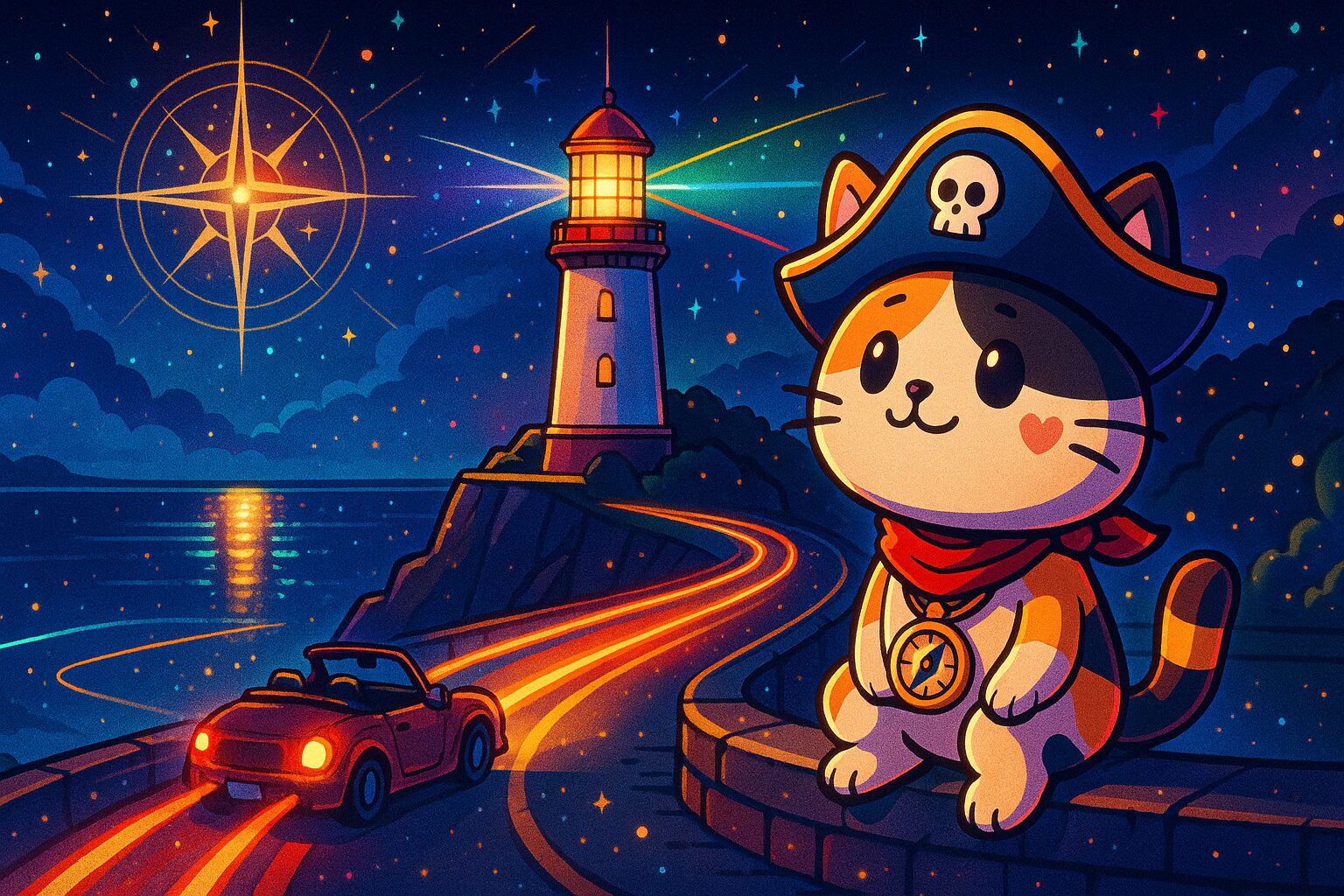 海沿い道とココロ船長