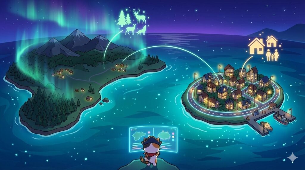 離島の夜景とココロ船長