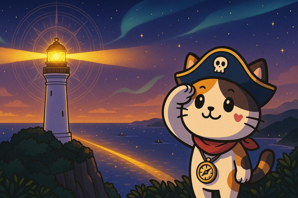 頂上の光とココロ船長
