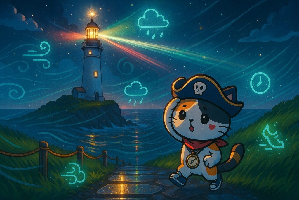 灯台注意点とココロ船長
