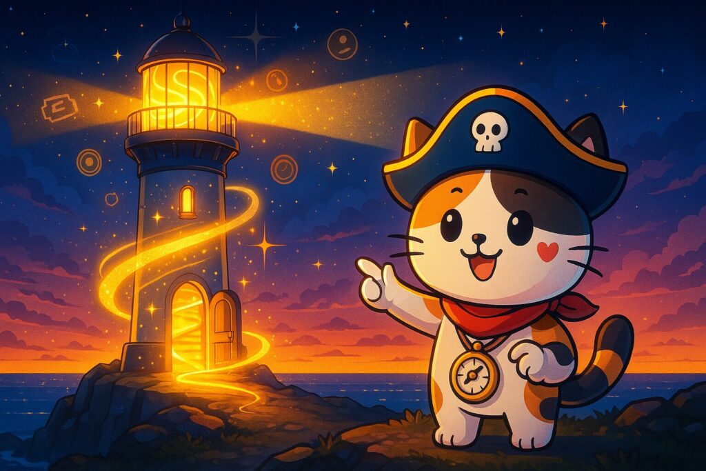 参観灯台とココロ船長
