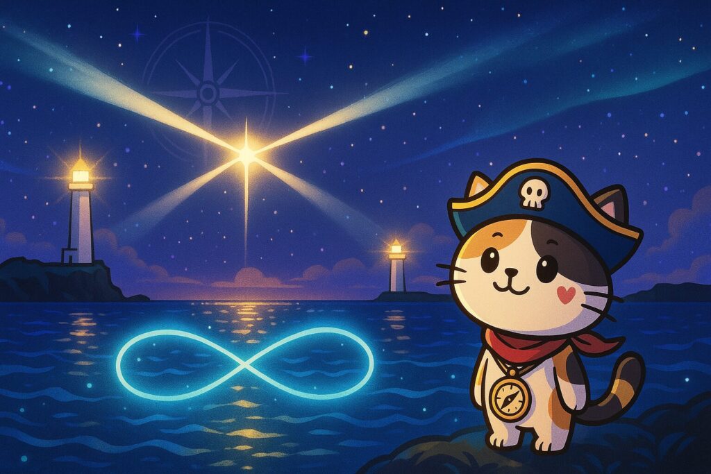 交差する灯光とココロ船長