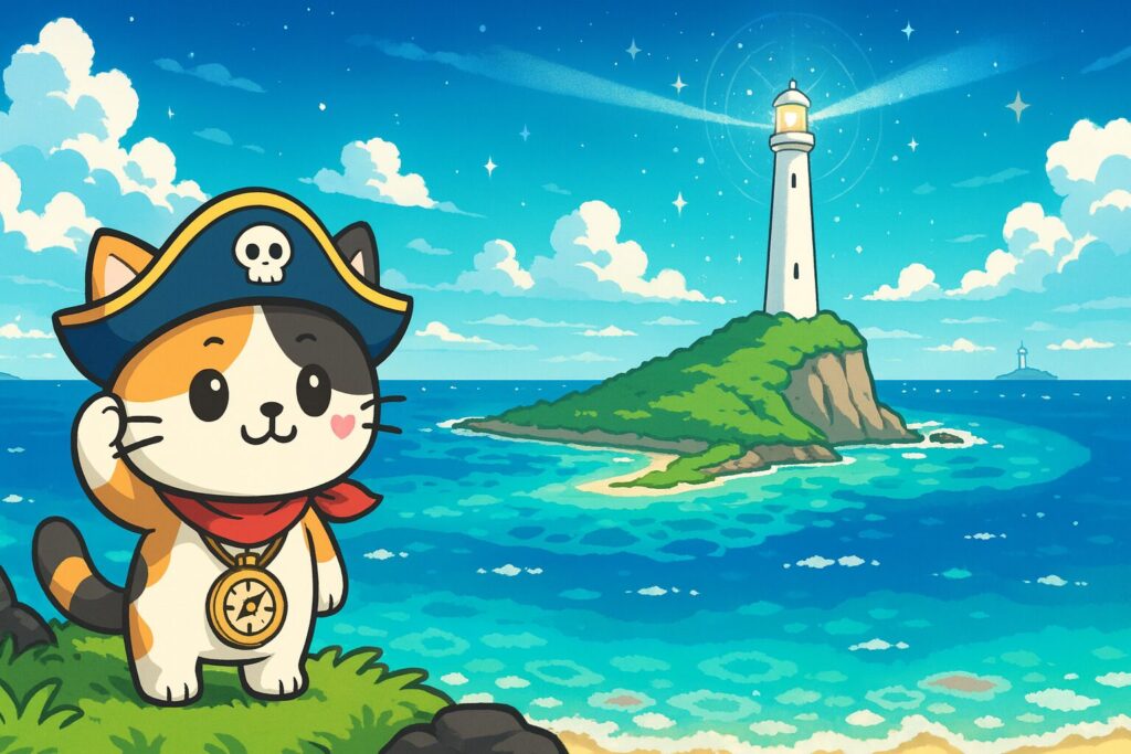 青い沖縄の海とココロ船長