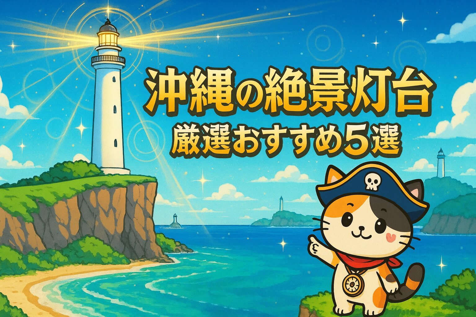 沖縄の灯台とココロ船長