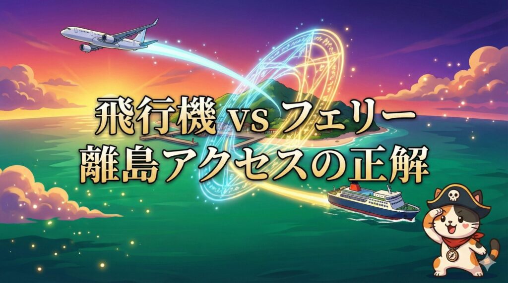 飛行機と船を見るココロ船長