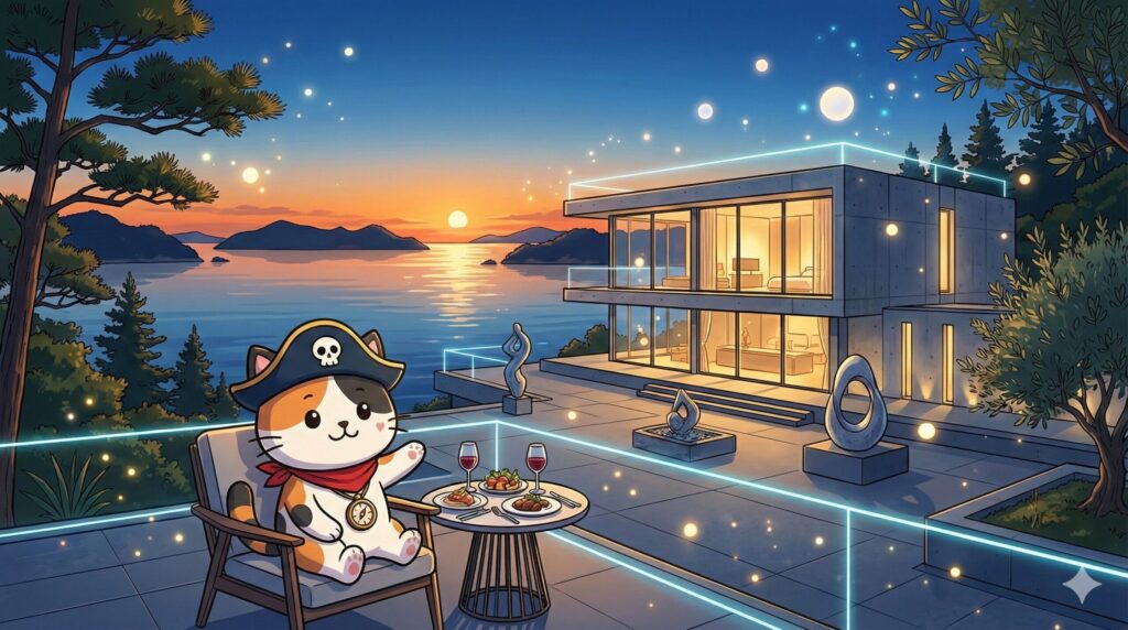 瀬戸内の夕景とココロ船長