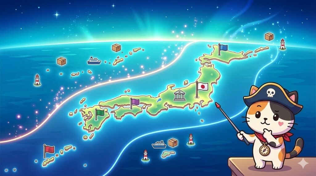 本島と離島地図とココロ船長