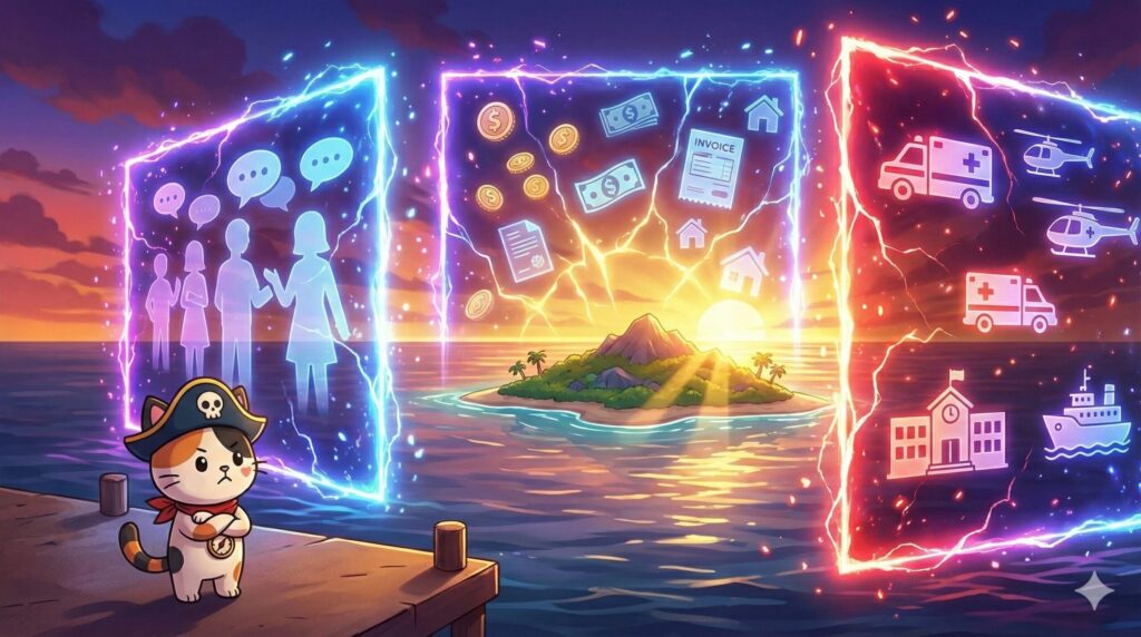 島の三つの壁とココロ船長