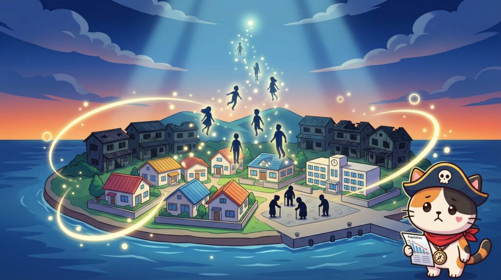 離島の人口減少とココロ船長