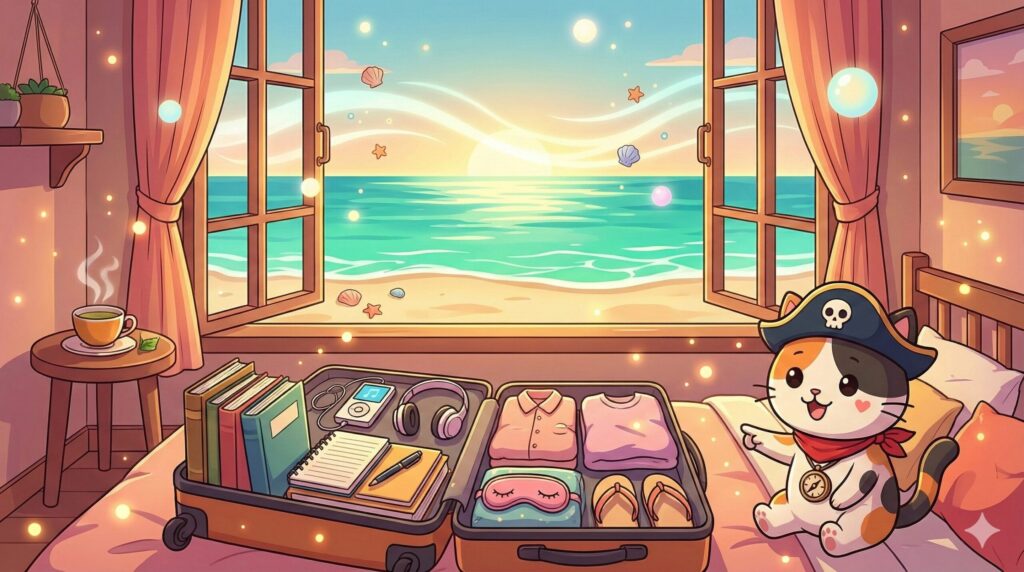 旅支度をするココロ船長