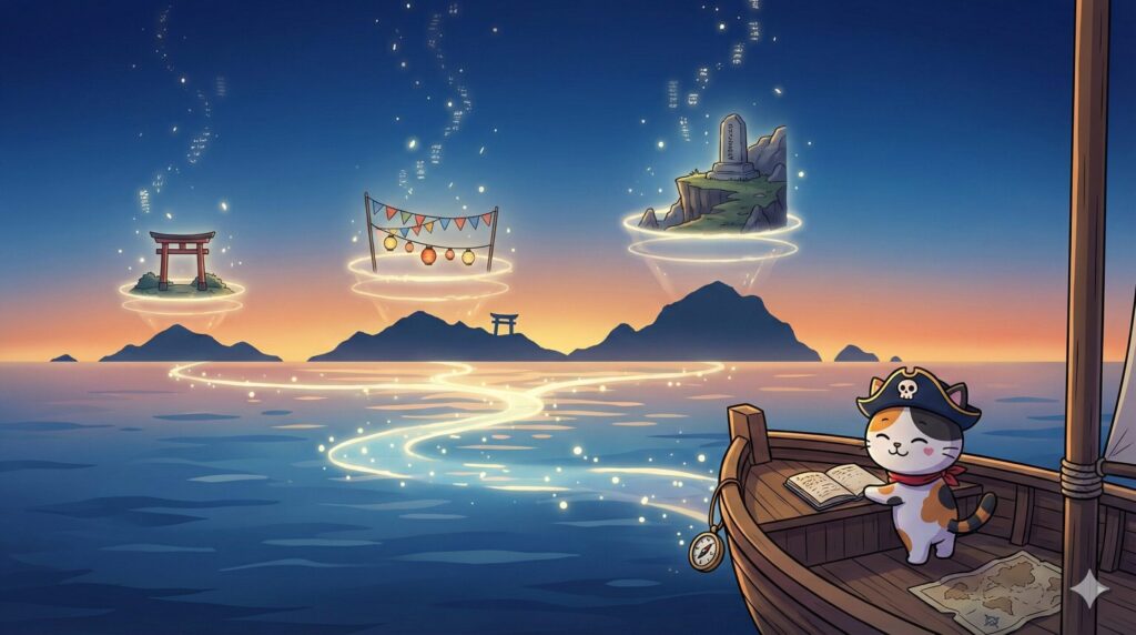 島旅を見つめるココロ船長