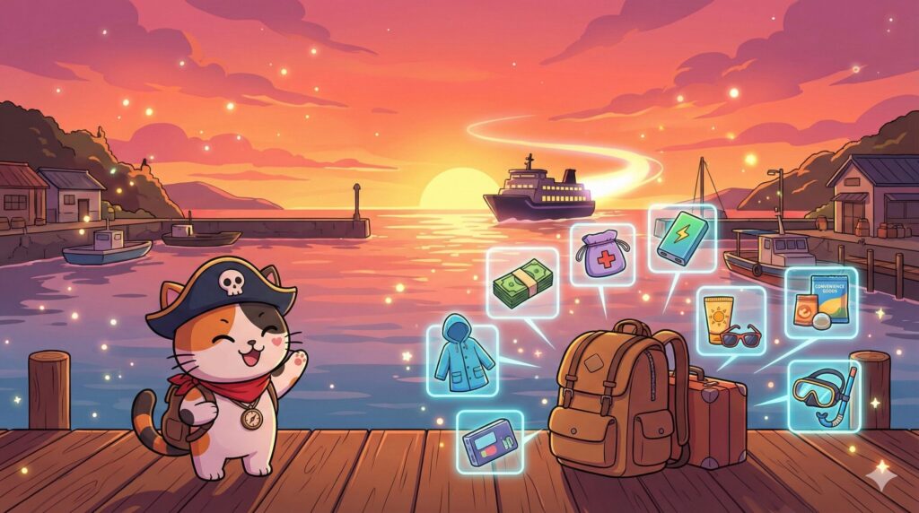 出航を見送るココロ船長