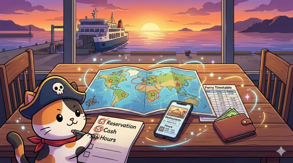 旅支度を整えるココロ船長
