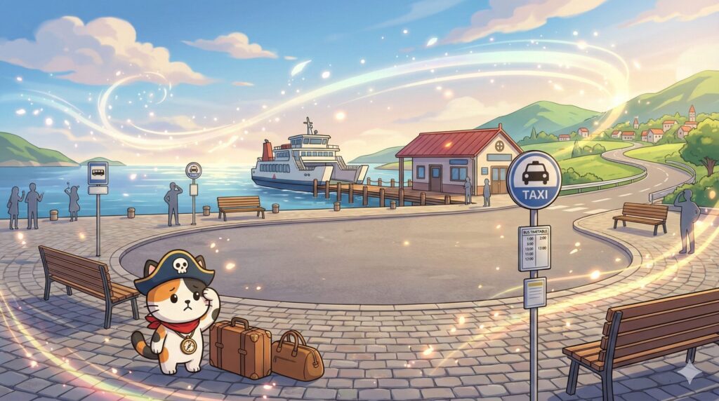 港で困るココロ船長