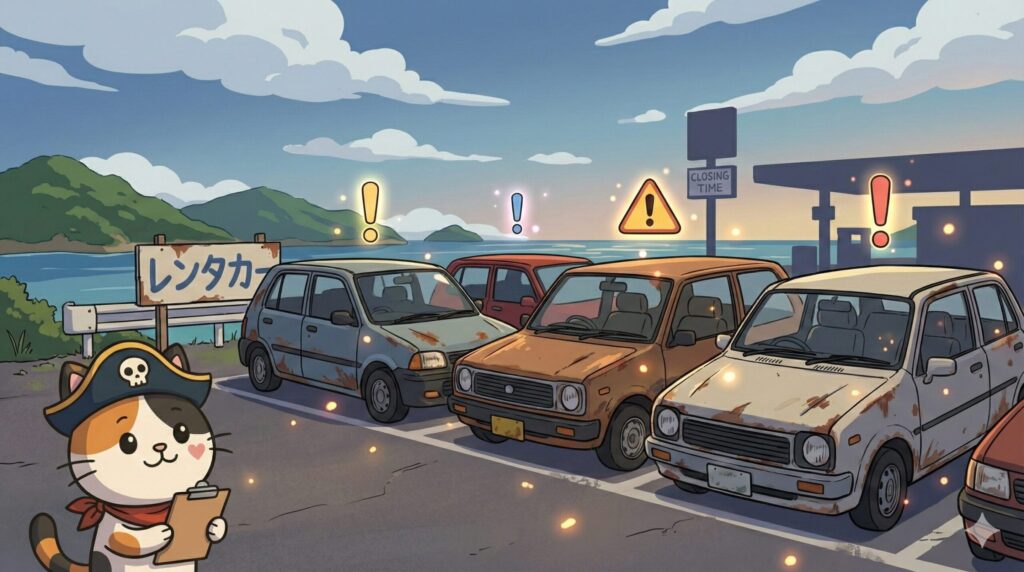 島車をチェックするココロ船長