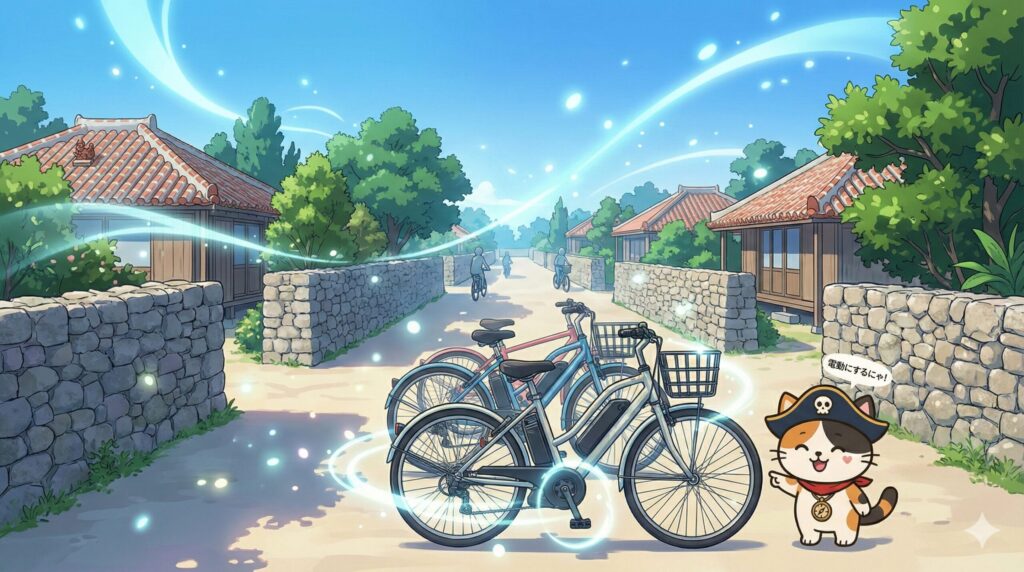 自転車を選ぶココロ船長