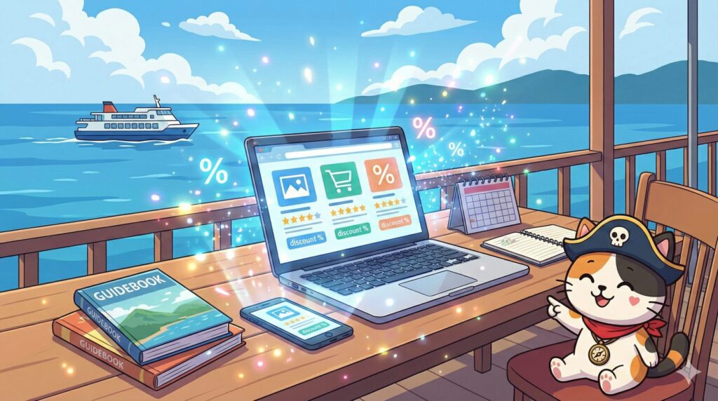 予約サイトを見るココロ船長