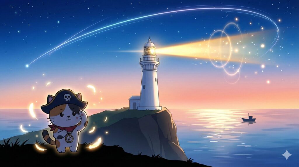 灯台の夜明けとココロ船長