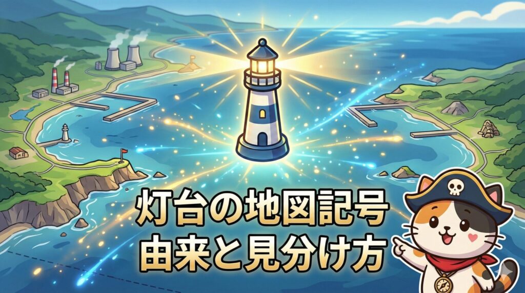 灯台記号の地図とココロ船長