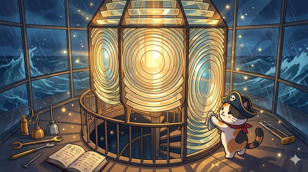 灯台を守るココロ船長
