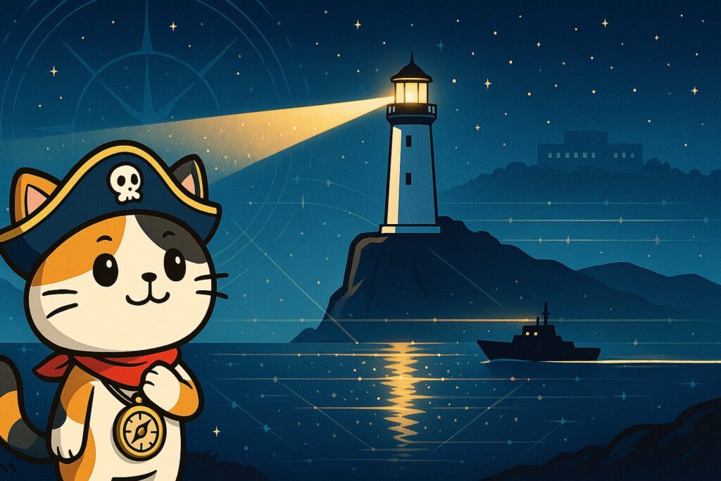 国の灯台とココロ船長
