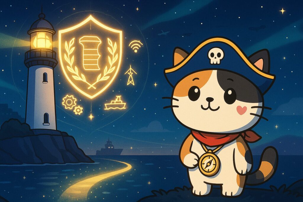 栄誉の灯台とココロ船長
