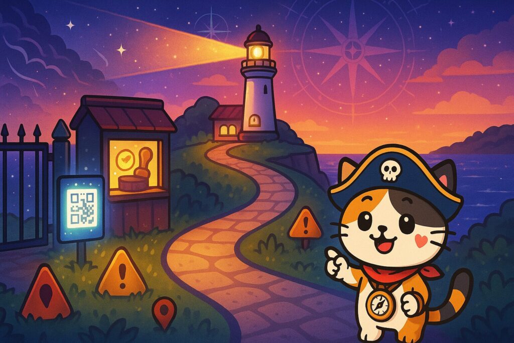 S字遊歩道とココロ船長
