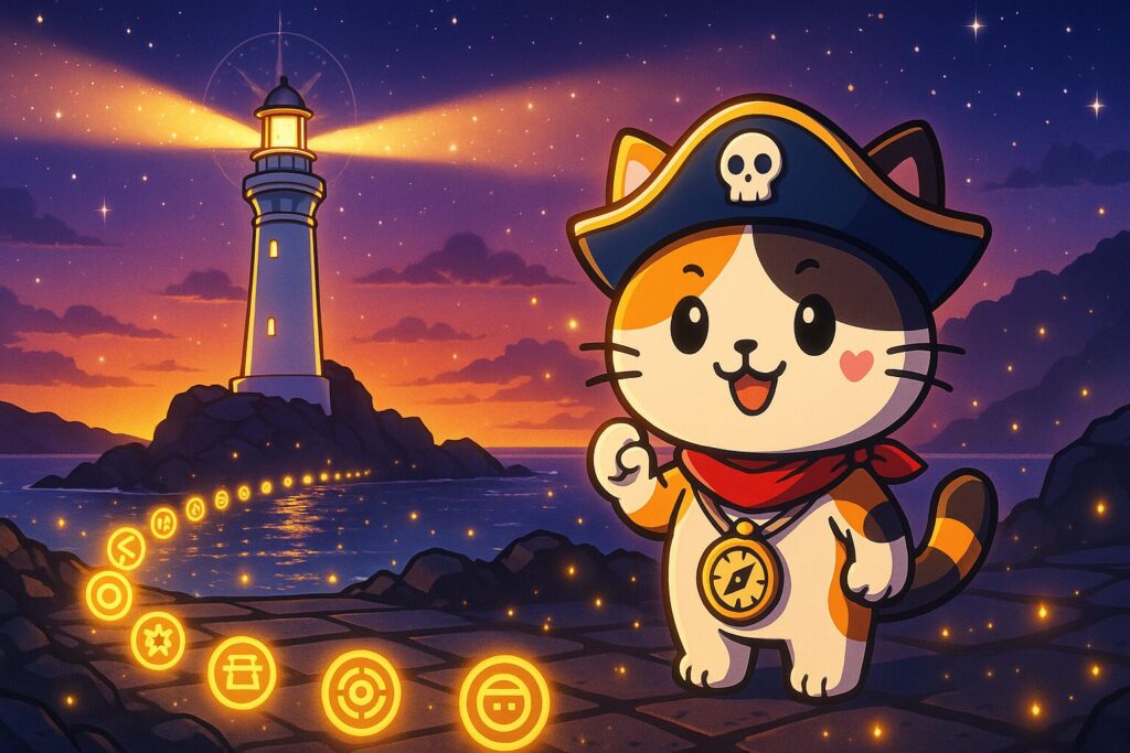 灯台16基とココロ船長
