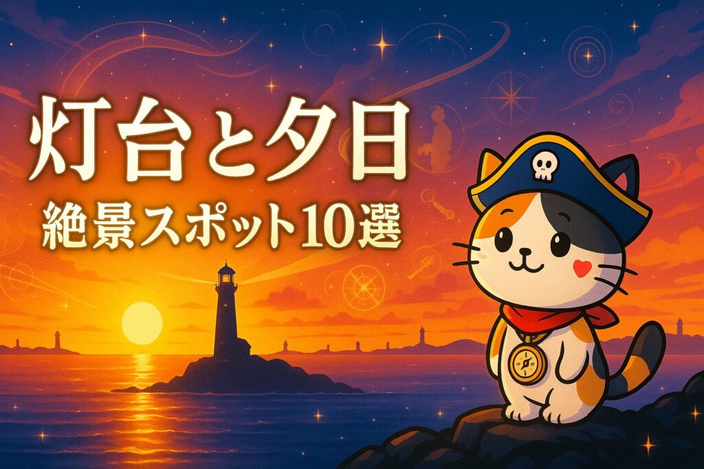 灯台と夕日とココロ船長
