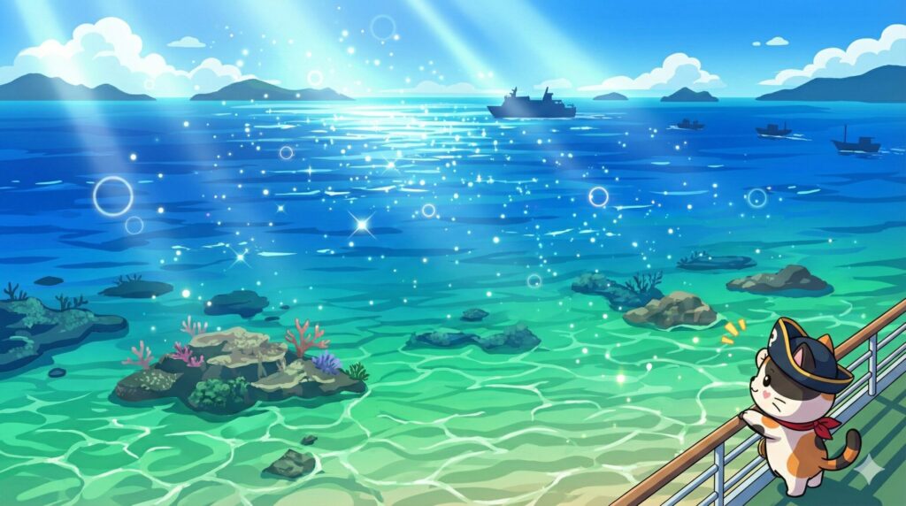 青い海と空とココロ船長
