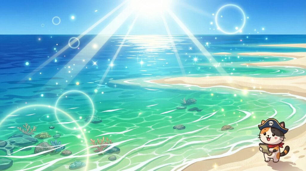 静かな海とココロ船長
