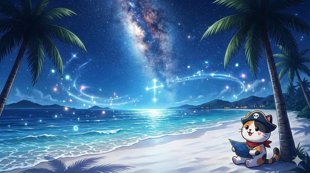 沖縄の星空とココロ船長
