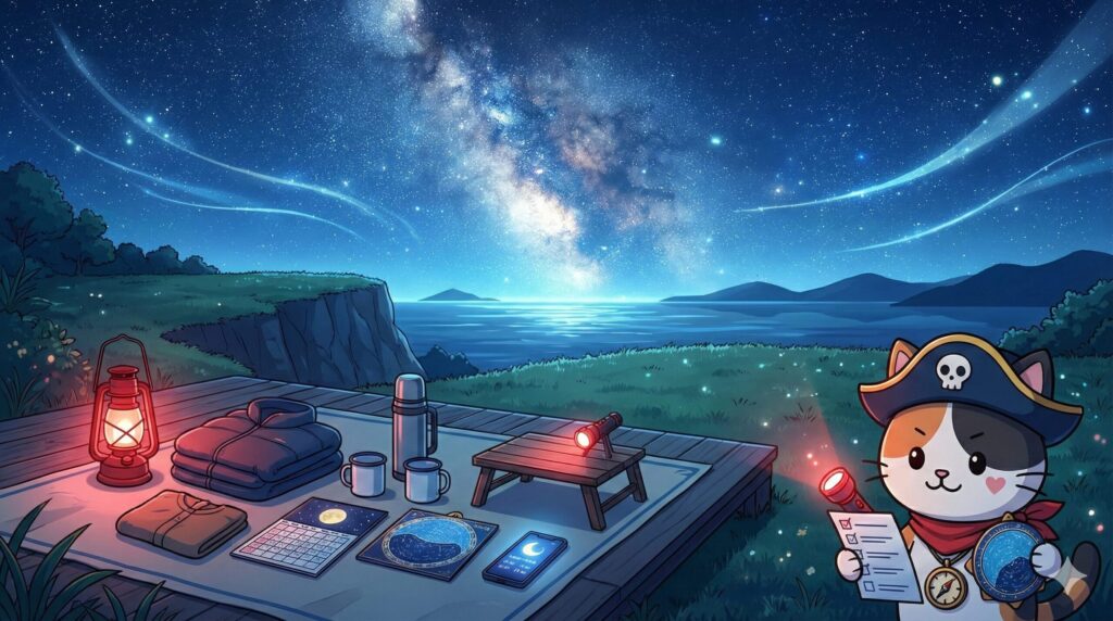 星空準備中のココロ船長
