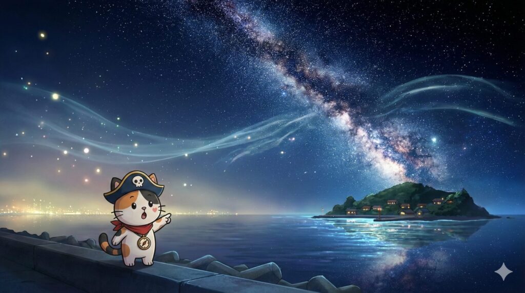 離島の星空とココロ船長
