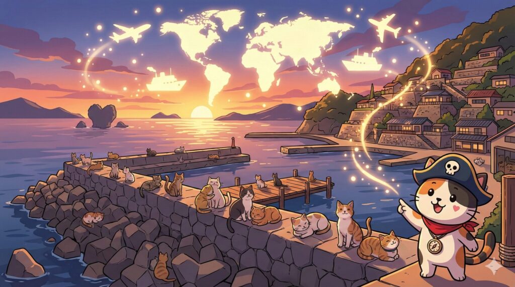 九州の猫島とココロ船長
